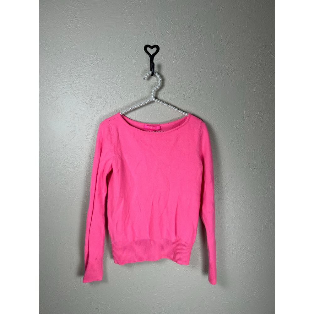 Lilly Pulitzer Cashmere Sweater Size Small Bright Pink Preppy Colorful TINY FLAW